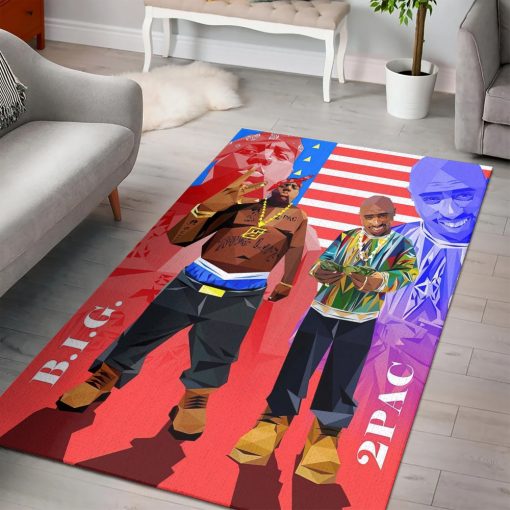 Biggie And 2Pac American Flag Background Rug Carpet