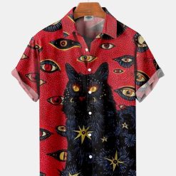 Cat Halloween Print Shirt