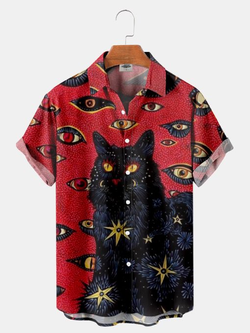 Cat Halloween Print Shirt