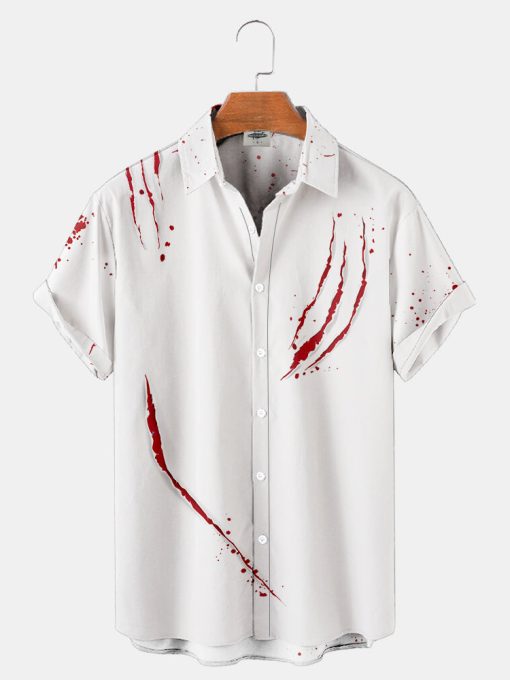 Halloween Artificial Claw Marks Print Shirt