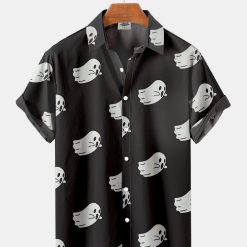 Halloween Little Ghost Print Shirt_1940