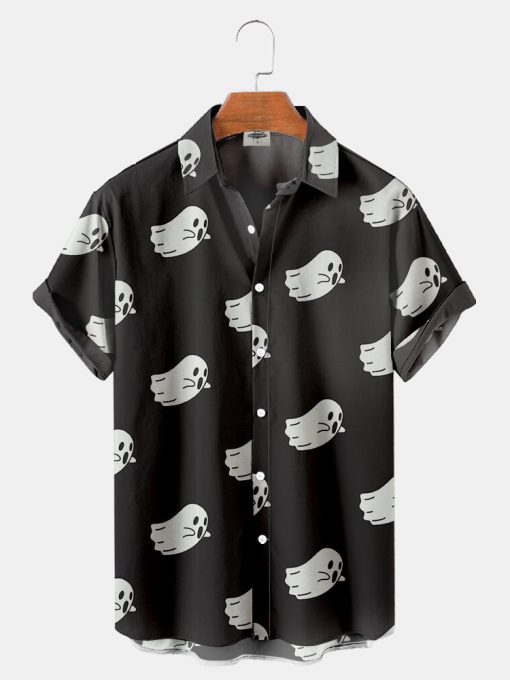 Halloween Little Ghost Print Shirt_1940