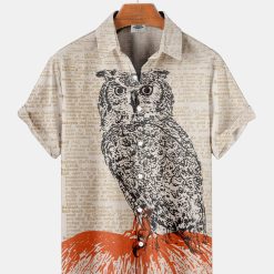 Halloween Pumpkin And Owl Print Shirt