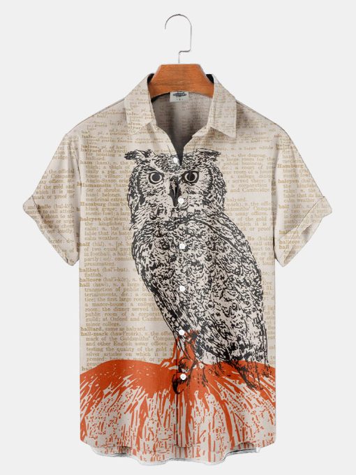 Halloween Pumpkin And Owl Print Shirt