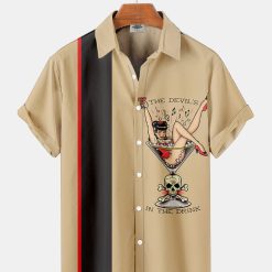 Halloween THE DEVIL'S IN THE DRINK Print Shirt