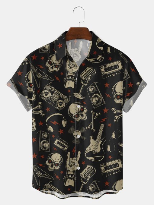 Music And Skull Print Shirts & Tops