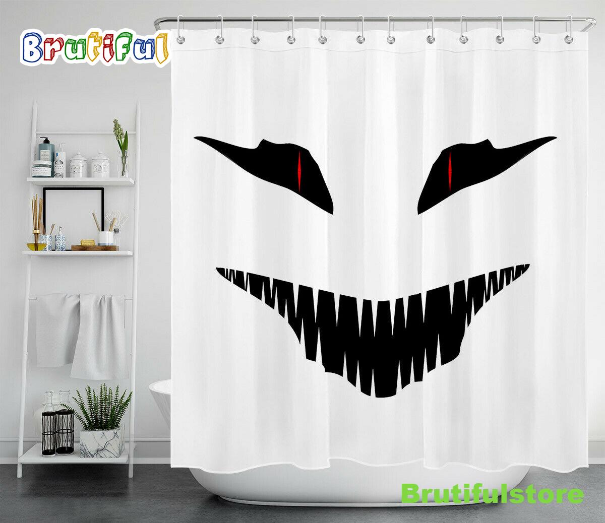 Abstract Funny Ghost Face Black White Waterproof Fabric Shower Curtain