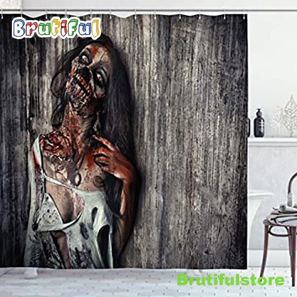 Ambesonne Zombie Angry Dead Woman Halloween Shower Curtain
