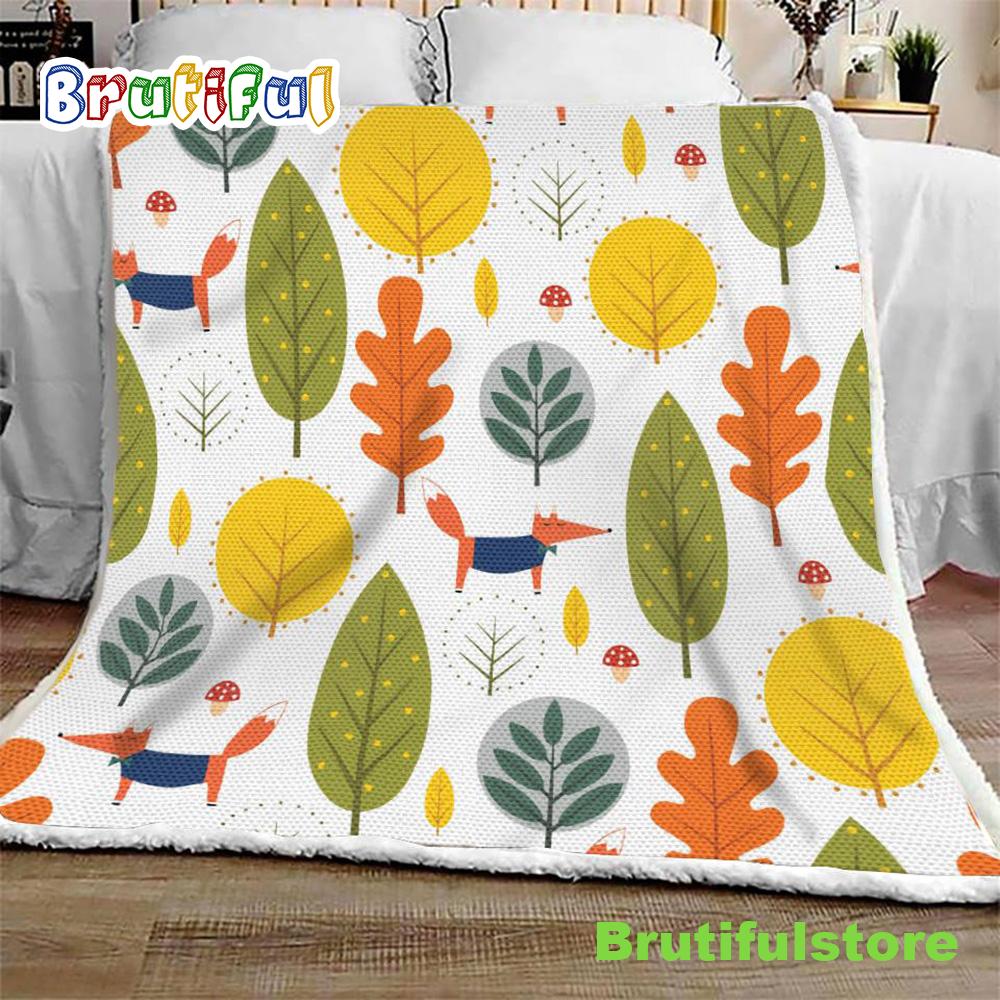Autumn Red Fox Halloween Sofa Fleece Throw Blanket Halloween Gifts