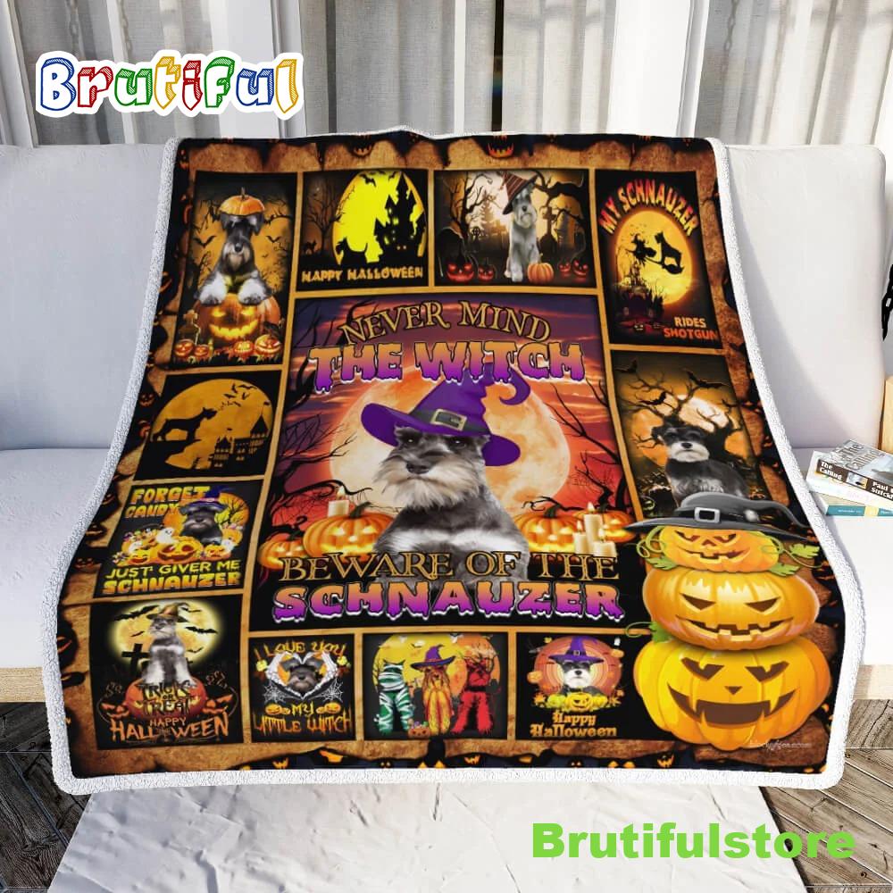 Beware Of The Schnauzer Halloween Sofa Fleece Throw Blanket
