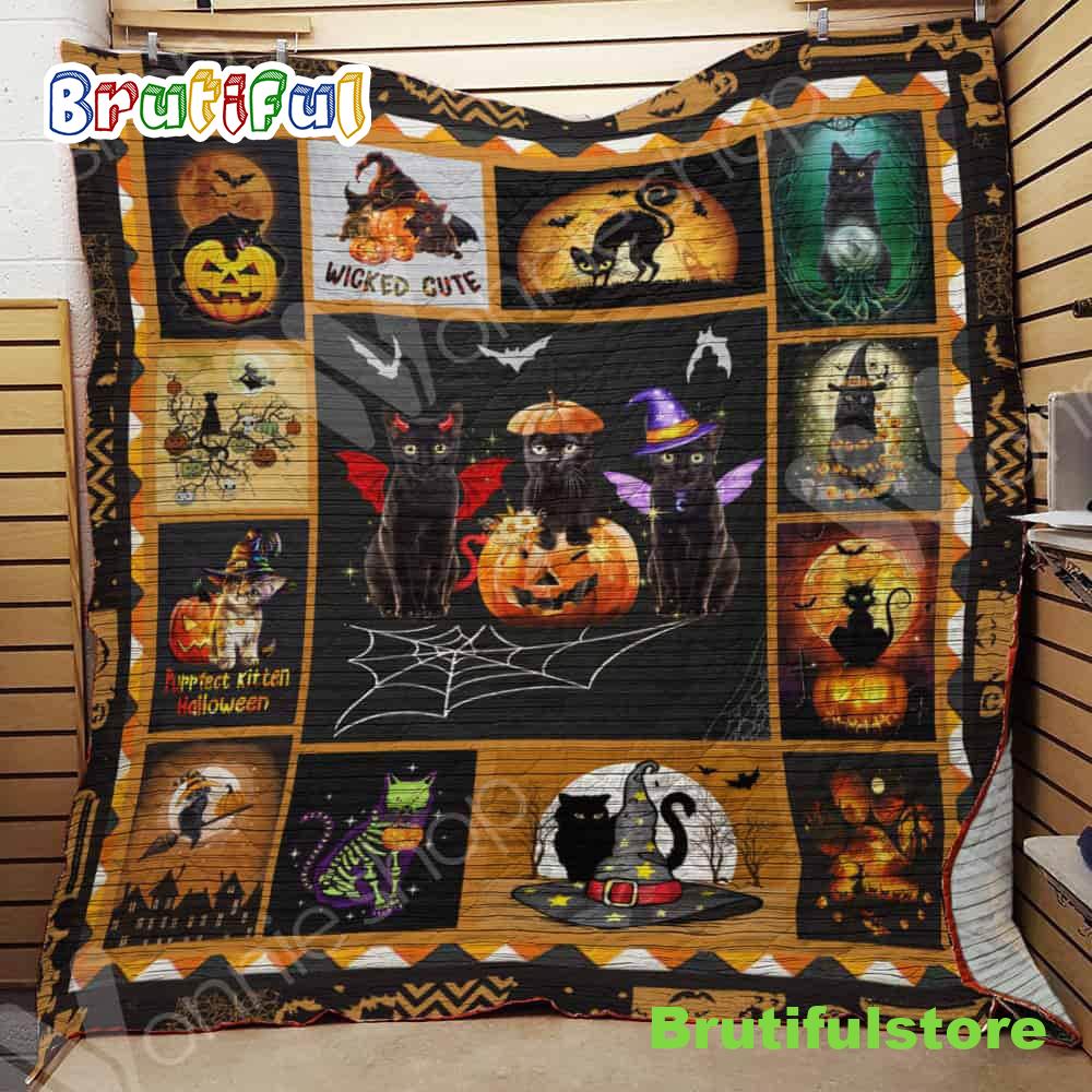 Black Cat Halloween Throw Blanket