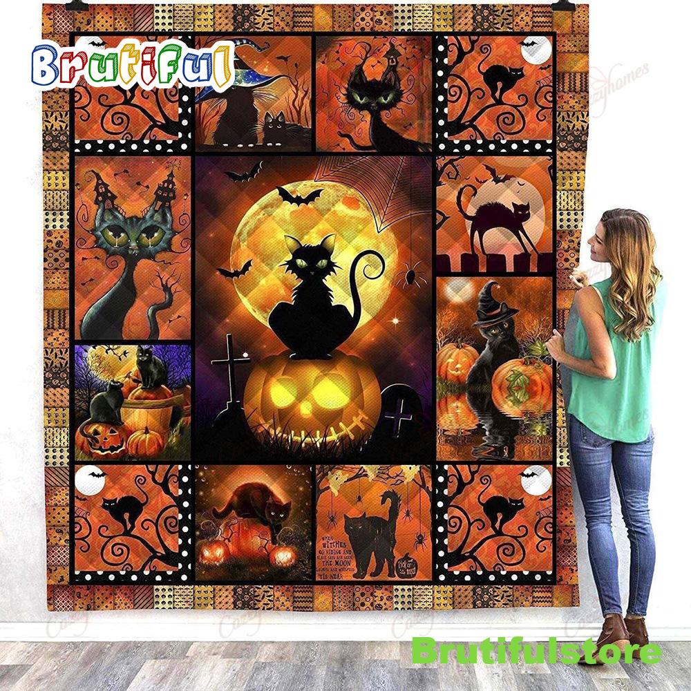 Cats Halloween Sherpa Blankets Halloween Blanket Halloween Throw Blanket