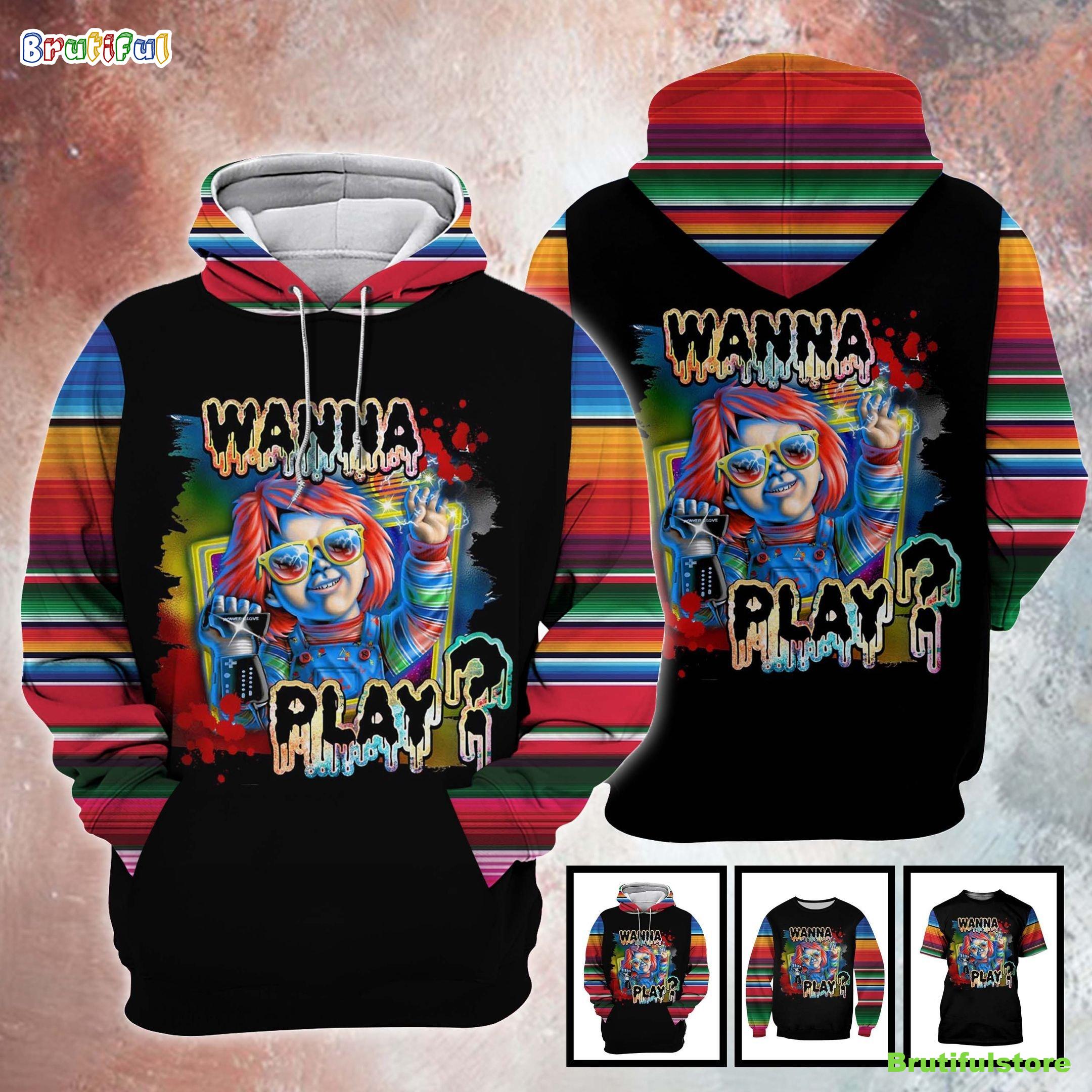 Chucky Child's Play Wanna Play Horror Movie Halloween All Over Print 3D Shirt