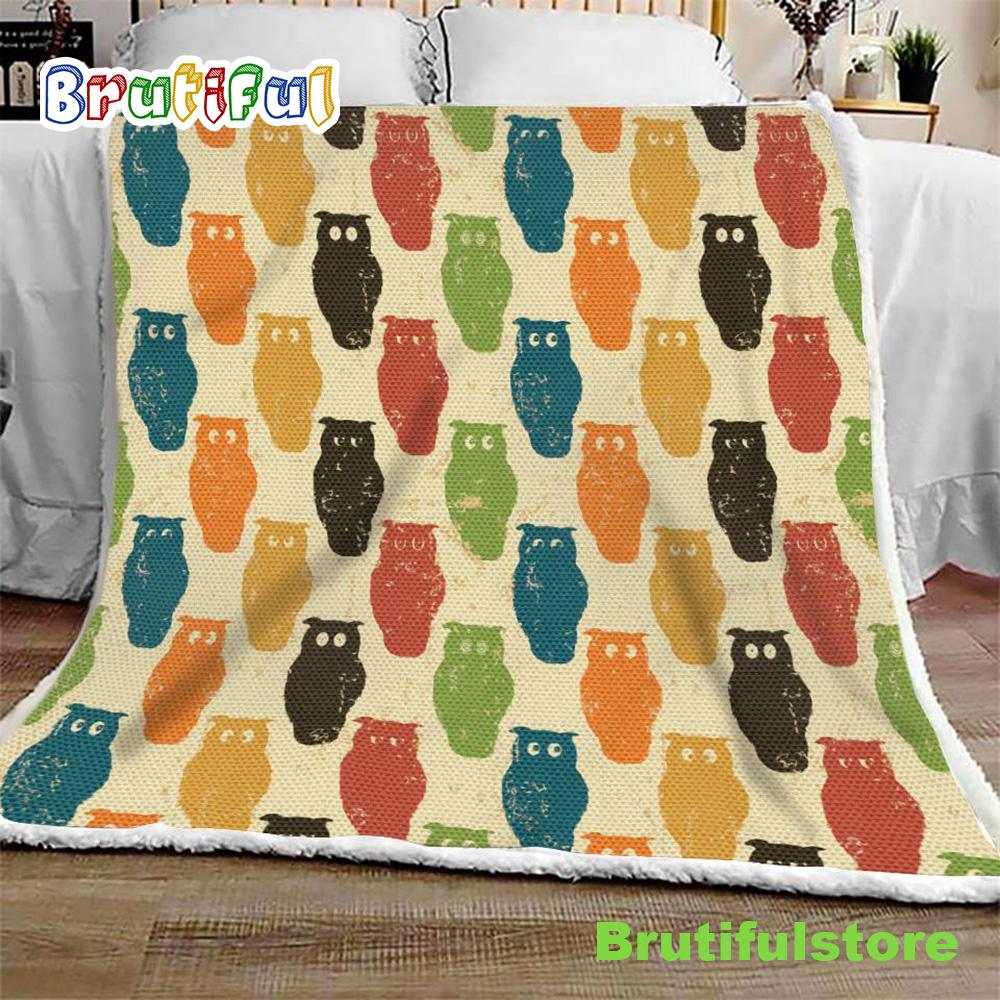 Colorful Owl Vintage Halloween Sofa Fleece Throw Blanket Halloween Gifts