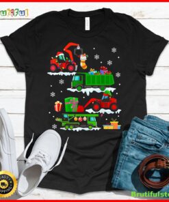 Construction Vehicle Christmas Red Trucks Winter Boys Kids T Shirt