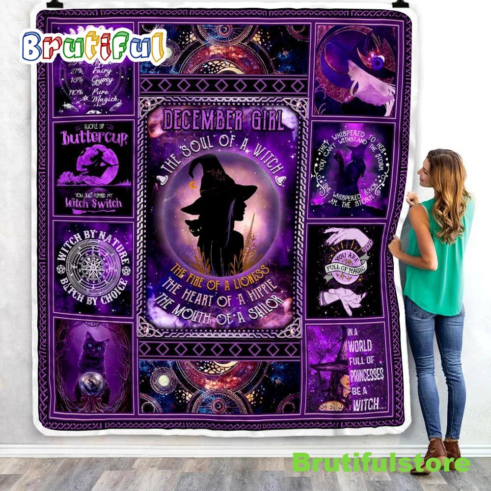 December The Soul Of A Witch Halloween Sofa Fleece Throw Blanket