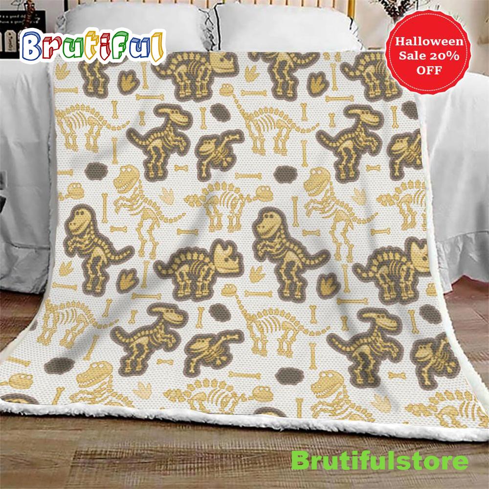 Dinosaur Skeletons and Fossils Bones Halloween Sofa Fleece Throw Blanket Halloween Gifts