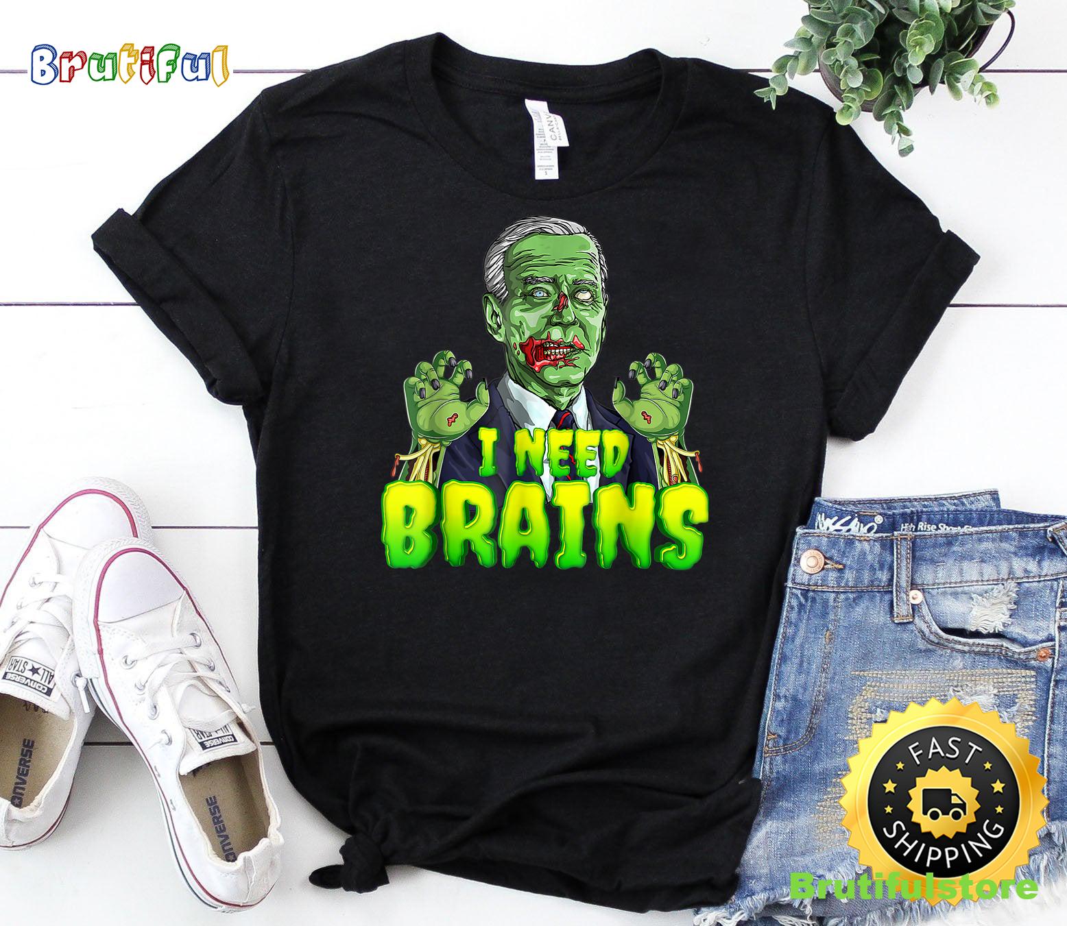 Funny I Need Brains Costume Halloween Zombie T Shirt