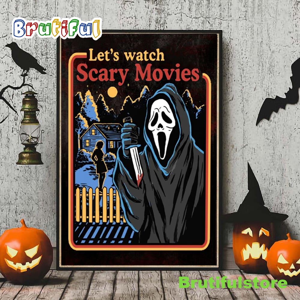Ghostface Lets Watch Scary Movies Scream Horror Halloween Poster Canvas