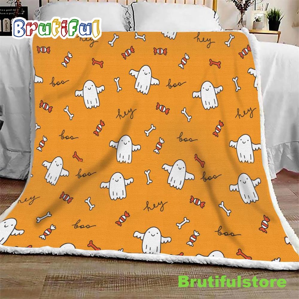 Ghosts Sweets Boo Halloween Sofa Fleece Throw Blanket Halloween Gifts