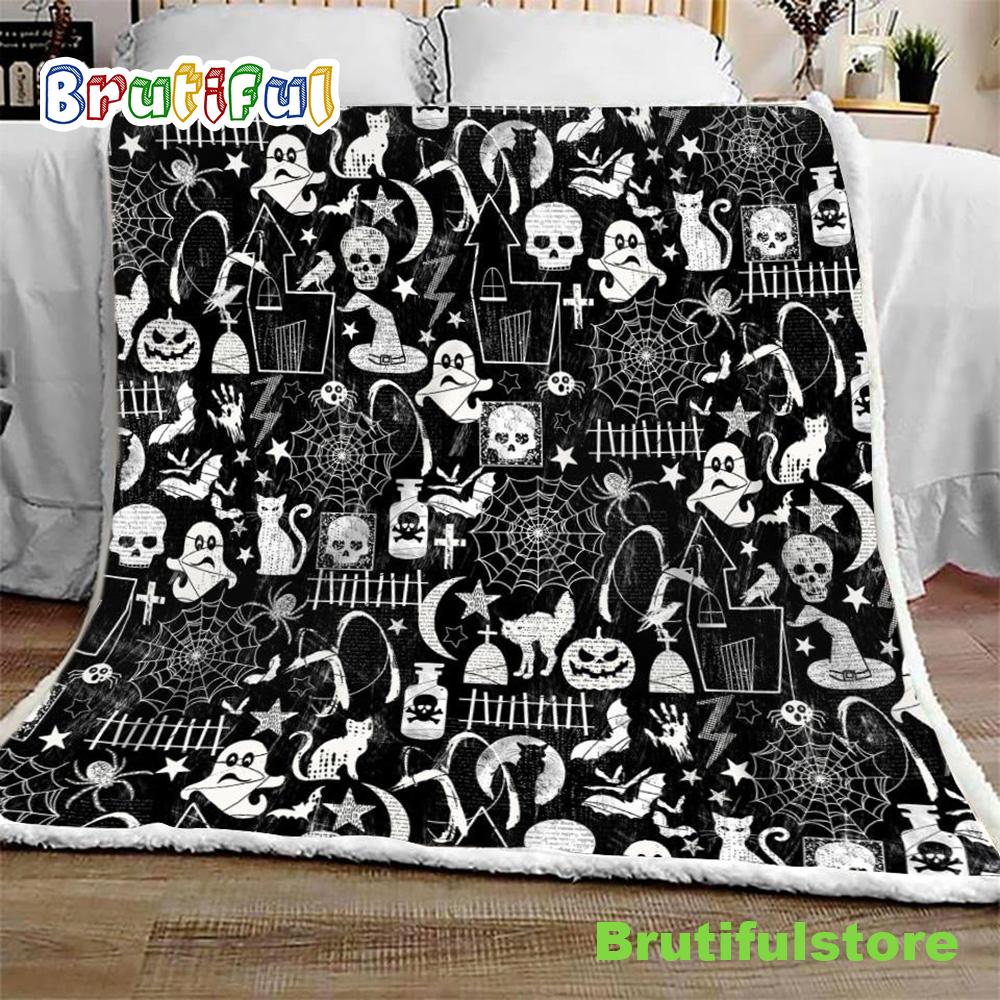 Glow in The Dark Halloween Sofa Fleece Throw Blanket Halloween Gifts