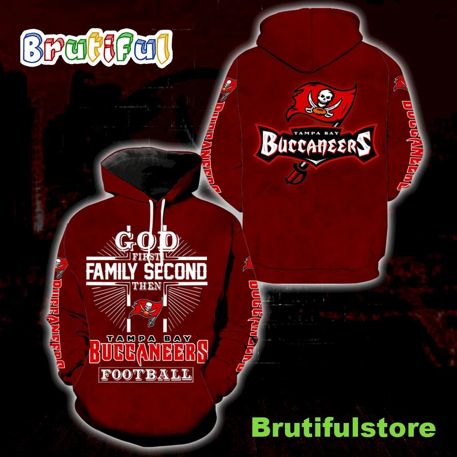 God 1St Family 2Nd Then Buccaneers All Over Print Hoodie