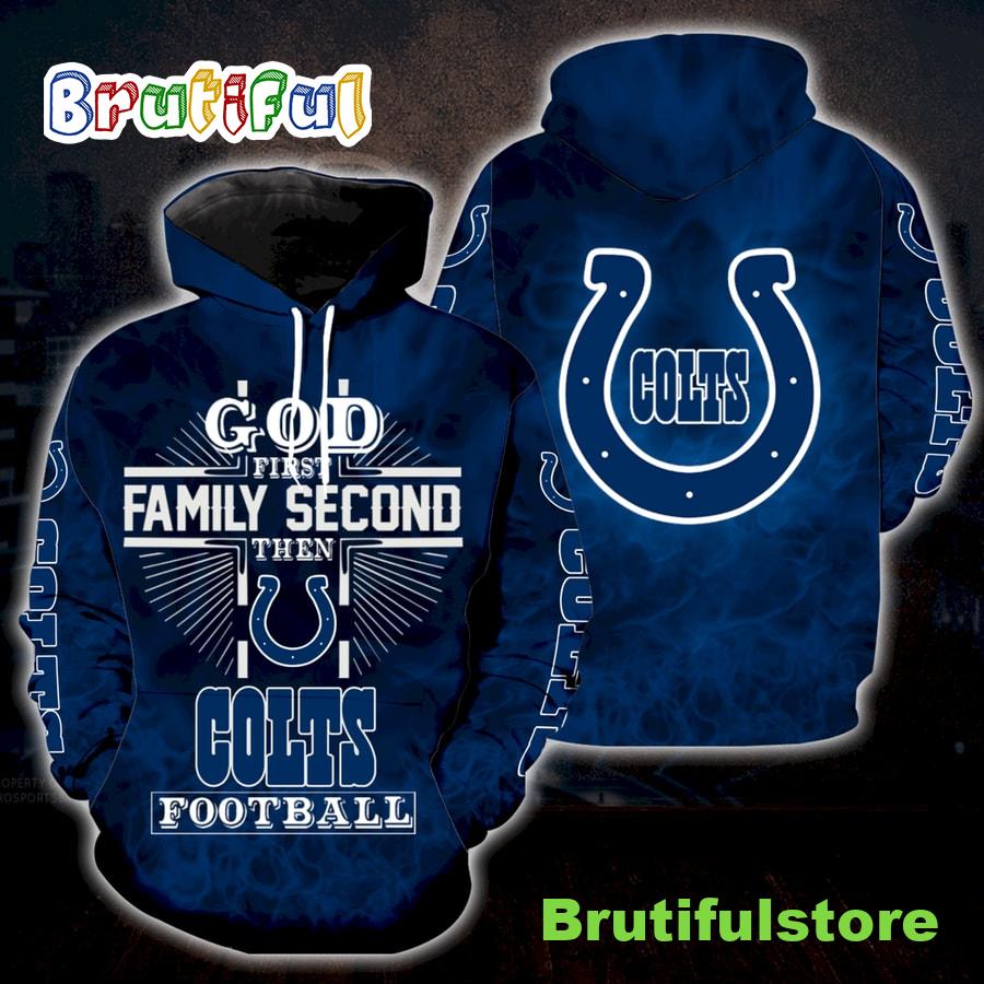 God First Family Second Then Indianapolis Colts All Over Print Hoodie