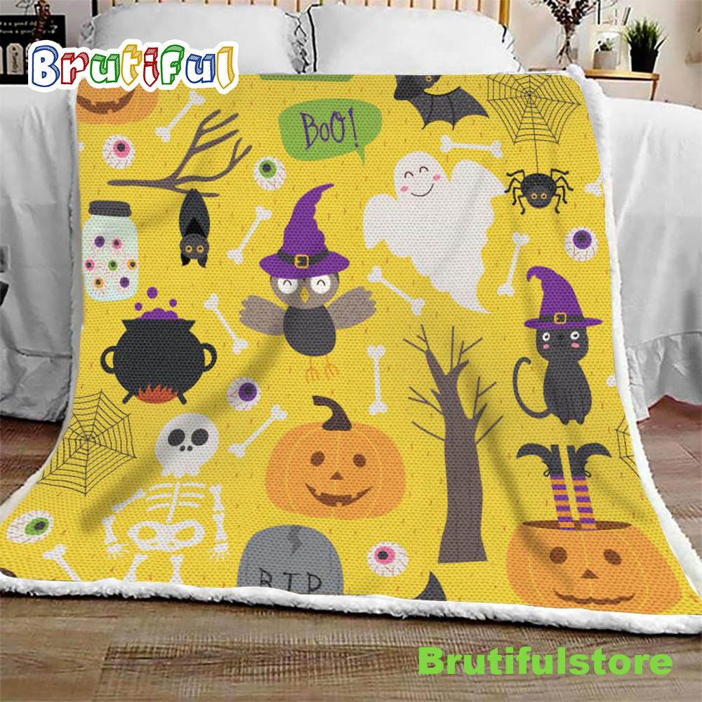 Halloween Elements Funny Halloween Sofa Fleece Throw Blanket Halloween Gifts