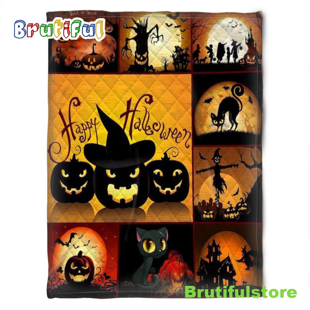 Halloween Happy Halloween Night Sherpa Blanket Halloween Adult Blanket Halloween Gift Halloween Decor