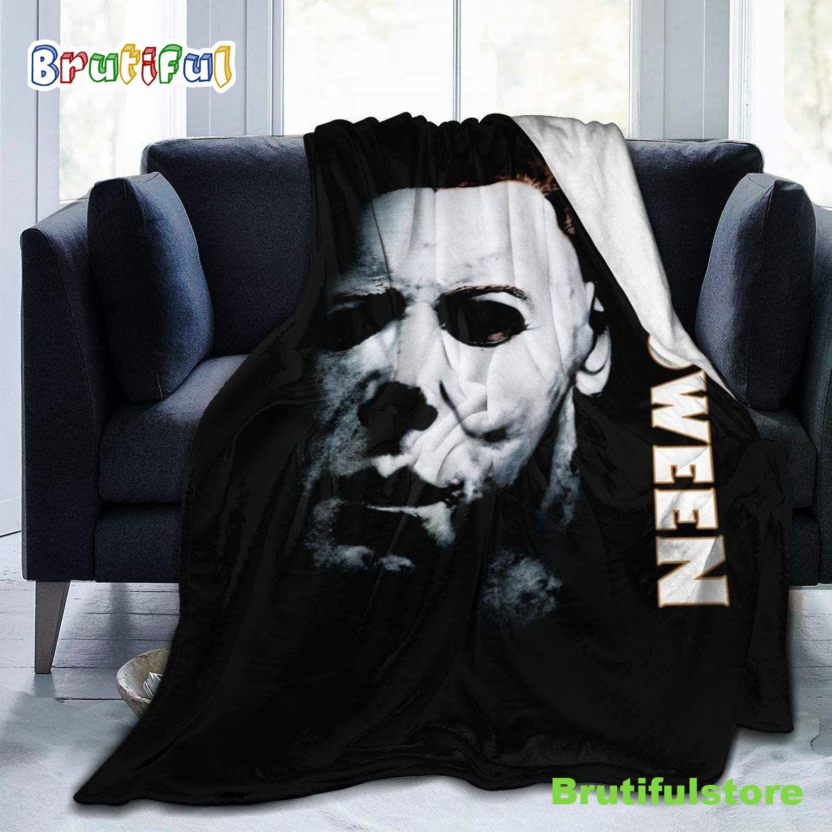 Halloween Michael Myers Ultra-Soft Warm Micro Fleece Throw Blanket Sherpa Plush Fleece Wearable Throw Blankets For Bed Couch Living Room