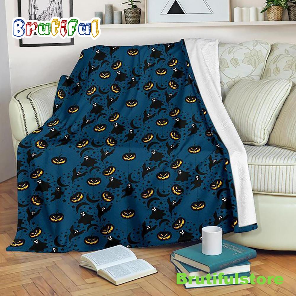 Halloween Pattern Black Bat Sherpa Blanket Halloween Adult Blanket Halloween Gift Halloween Decor