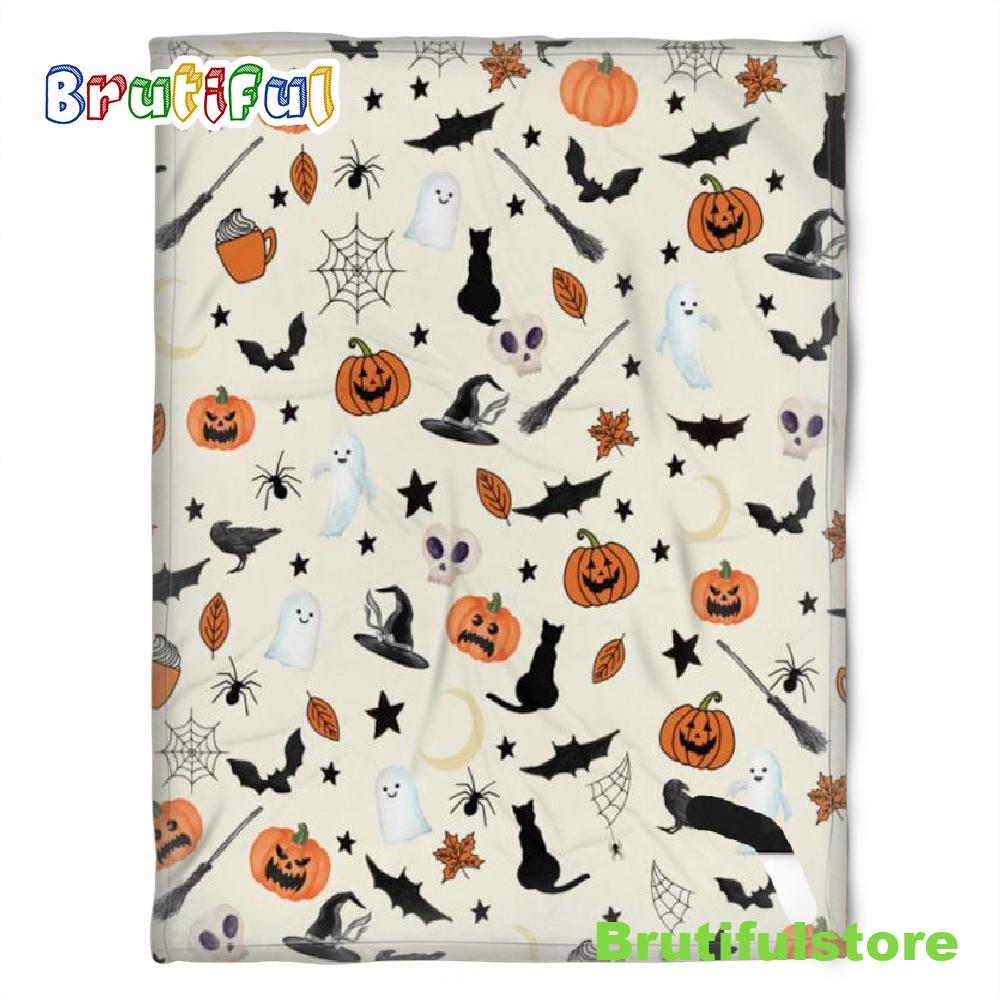 Halloween Pattern Witch Things Sherpa Blanket Halloween Adult Blanket Halloween Gift Halloween Decor