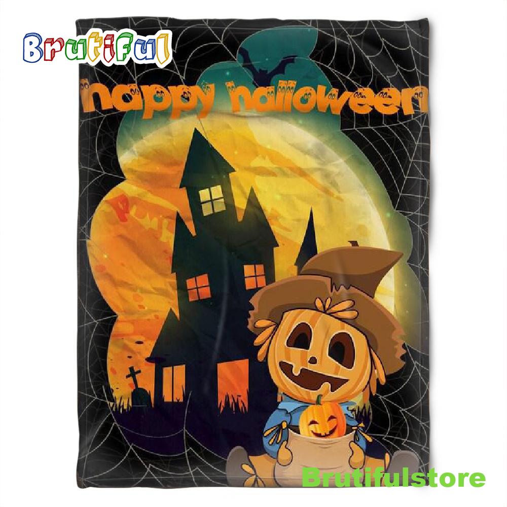Halloween Pumkins In The Night Sherpa Blanket Halloween Adult Blanket Halloween Gift Halloween Decor