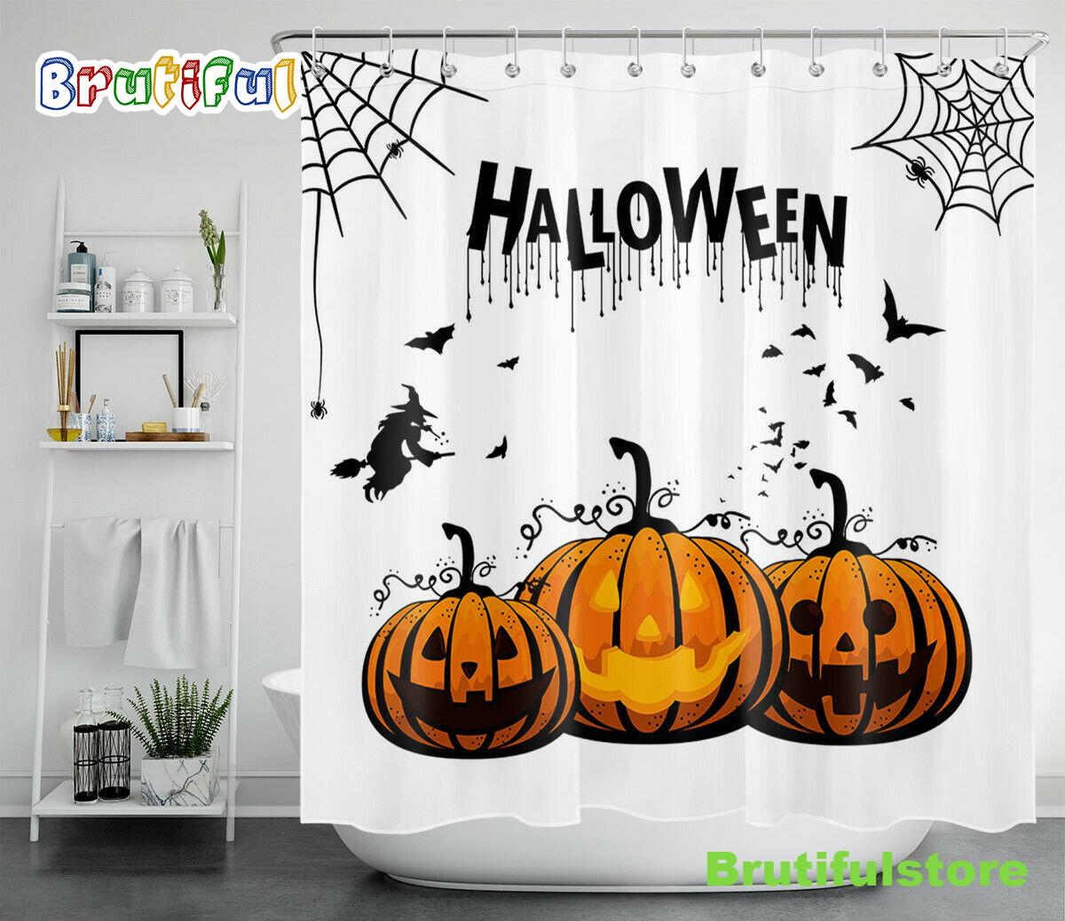 Halloween Pumpkins Witch Abstract Painting Waterproof Fabric Shower Curtain