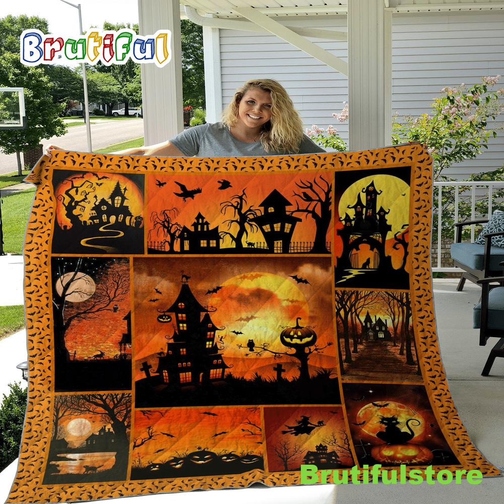 Halloween Sherpa Blanket Halloween Throw Pumpkin Halloween Gift