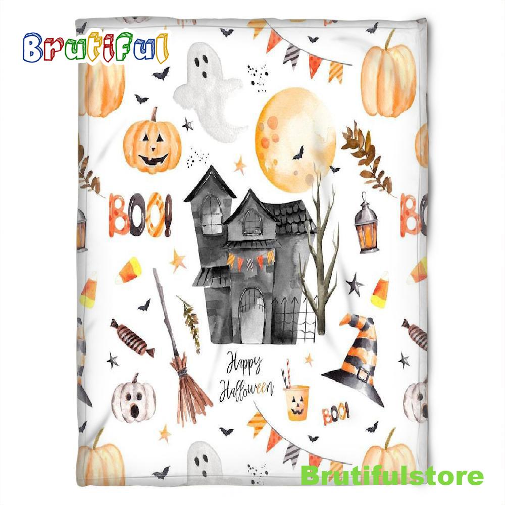 Halloween Spooky Night Sherpa Blanket Halloween Adult Blanket Halloween Gift Halloween Decor