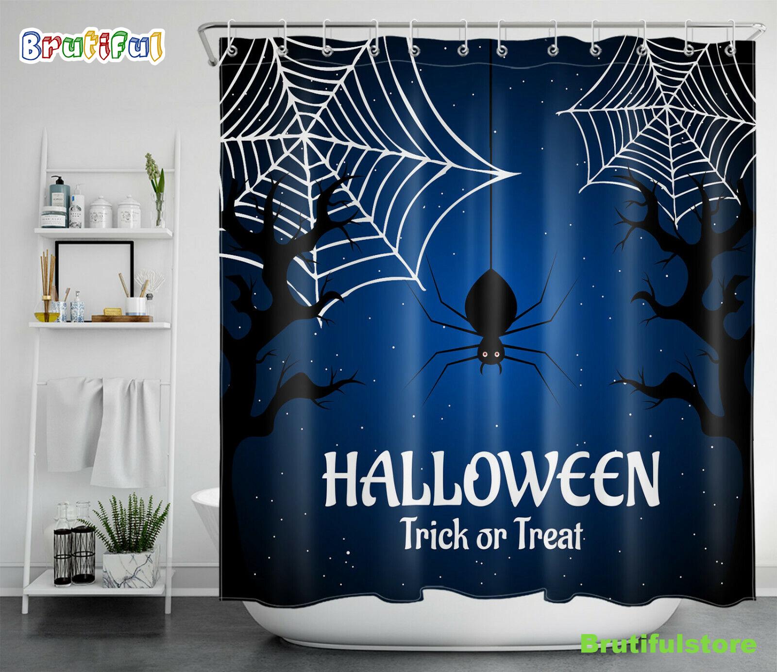 Halloween Treat or Trick Spider Dead Tree Star Shower Curtain