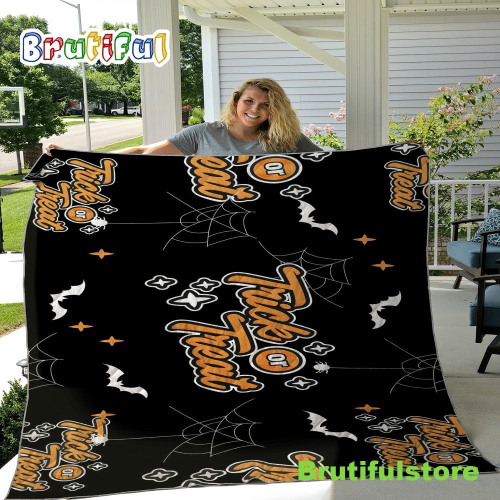 Halloween Trick Or Treat Throw Blanket Halloween Adult Throw Halloween Sherpa Blanket