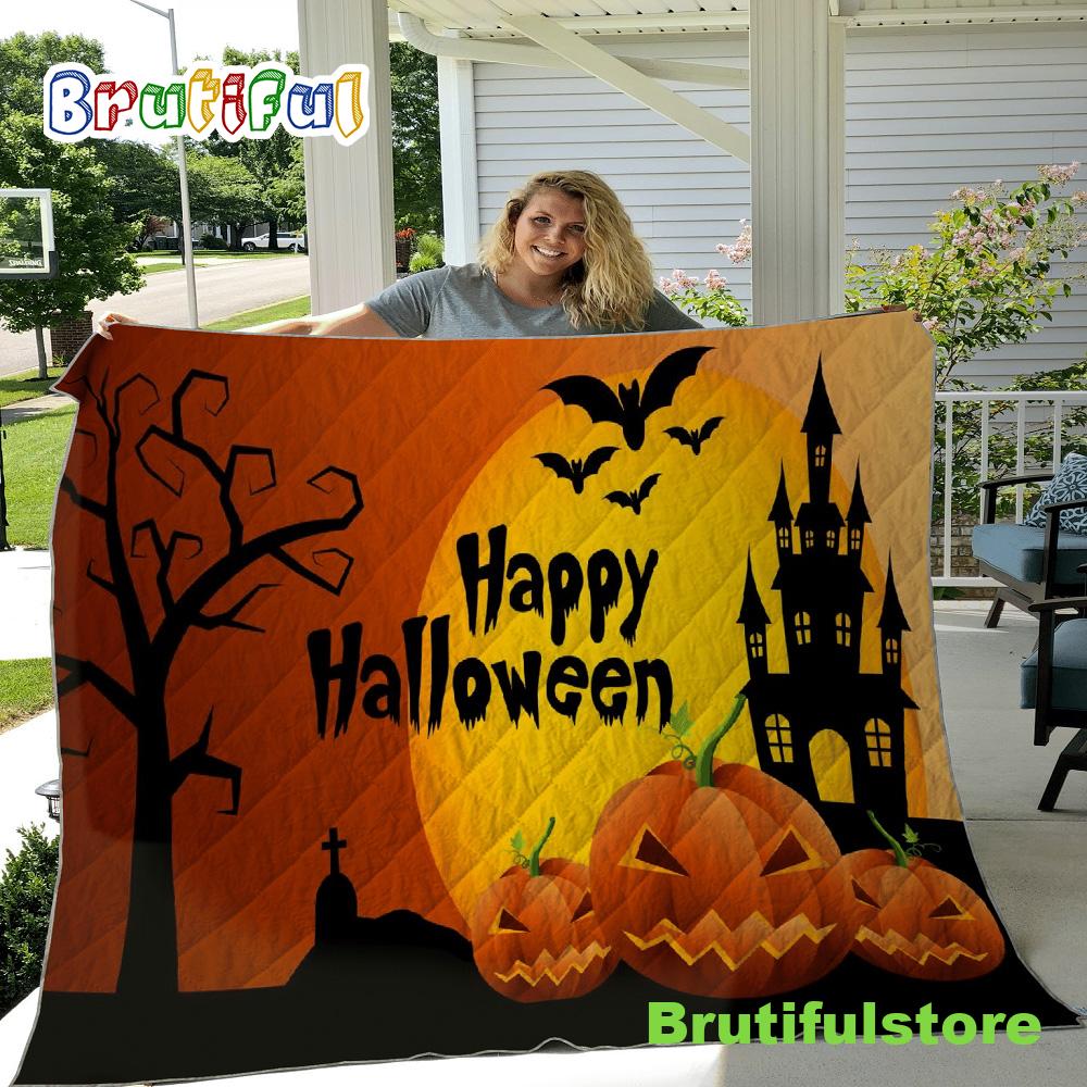 Happy Halloween Sherpa Blanket Halloween Throw Pumpkin Sherpa Throw