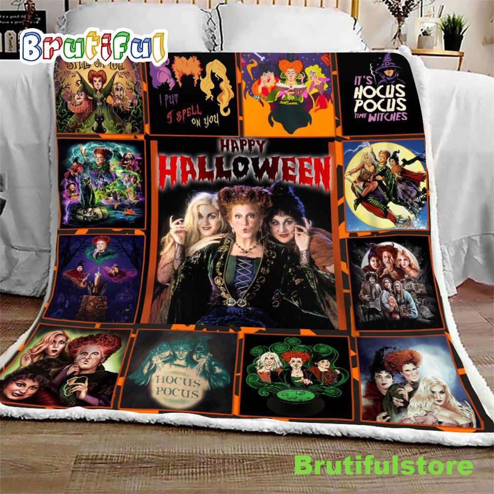 Hocus Pocus Witches Halloween Sofa Fleece Throw Blanket