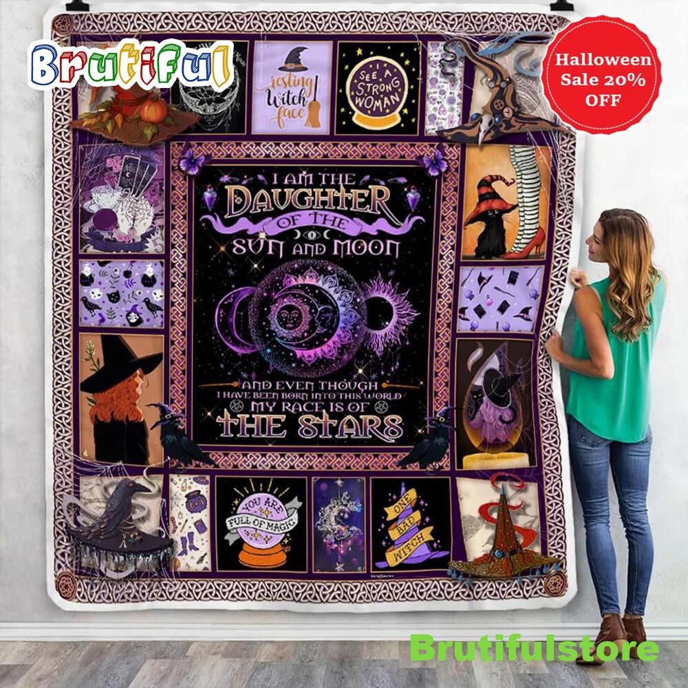 I Am A Witch Sun And Moon Halloween Sofa Fleece Throw Blanket Halloween Gifts
