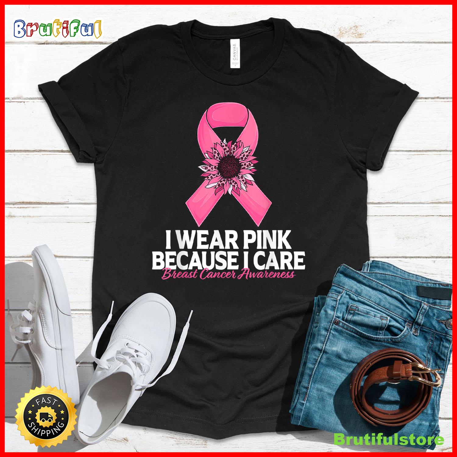 In October We Wear Pink Sunflower Breast Cancer Awareness T Shirt