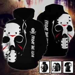 Jason Voorhees Mask Friday The 13th Black White Horror Movie Halloween All Over Print 3D Shirt