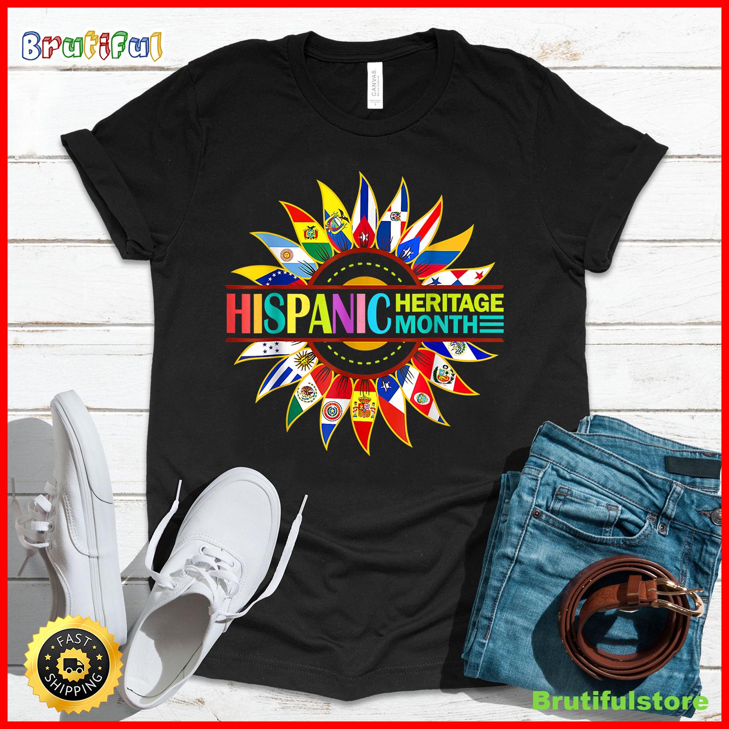 Latino Countries Flag Kids Women Men Hispanic Heritage Month T Shirt