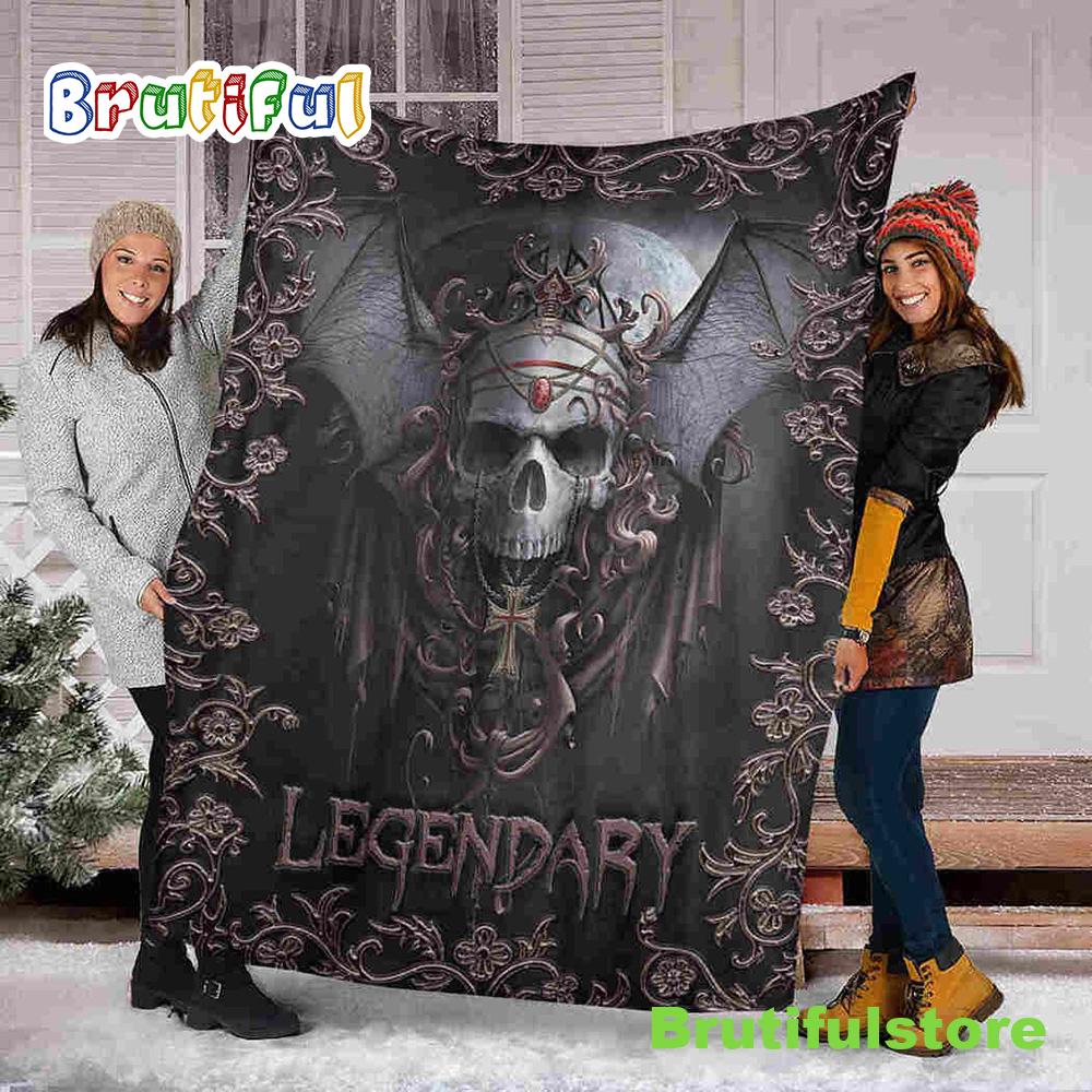 Legendary Skull Halloween Sofa Fleece Throw Blanket Halloween Gifts