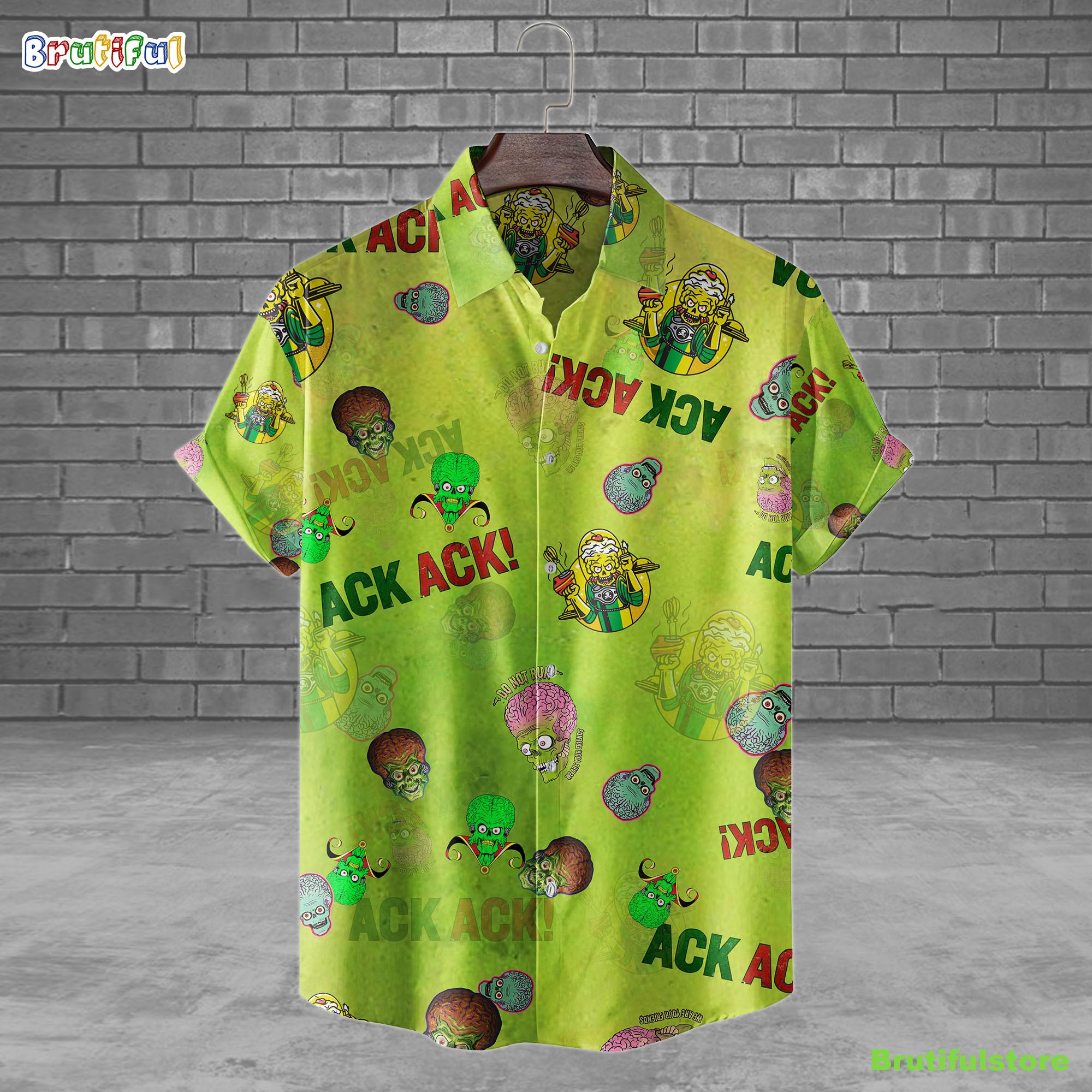 Mars Attacks Ack Ack Horror Movie Halloween All Over Print 3D Hawaiian Shirt