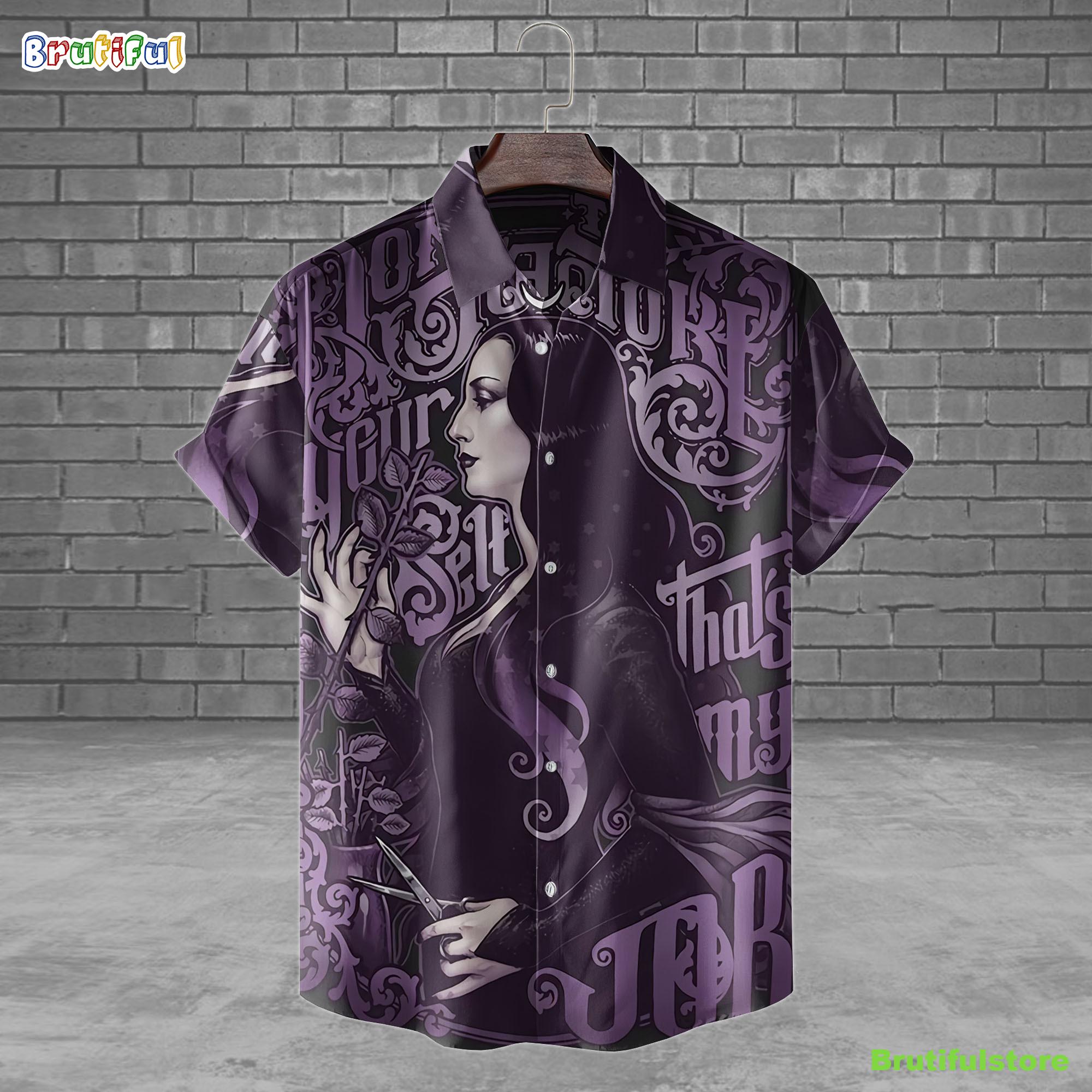 Morticia Addams The Addams Family Horror Movie Halloween All Over Print 3D Hawaiian Shirt