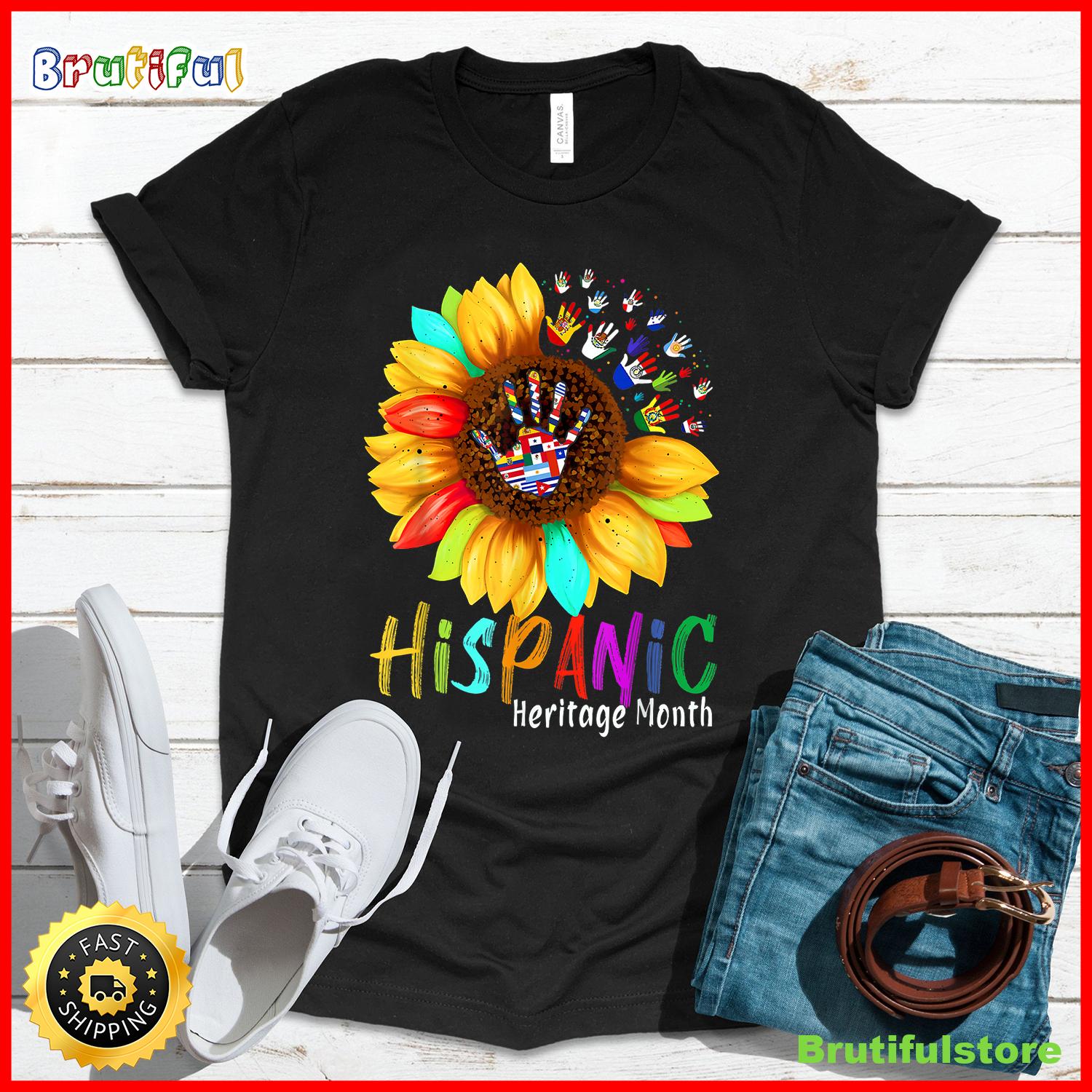 National Hispanic Heritage Month Sunflower All Countries T Shirt