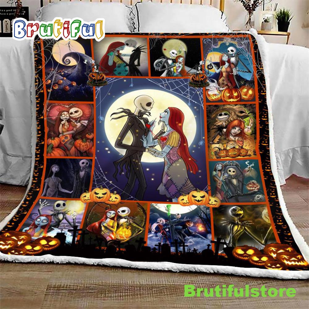 Nightmare Jack Couple Halloween Sofa Fleece Throw Blanket