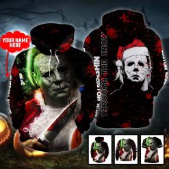 Personalized Michael Myers Santa Thrashing Through The Snow Horror Movie Christmas All Over Print 3D Shirt